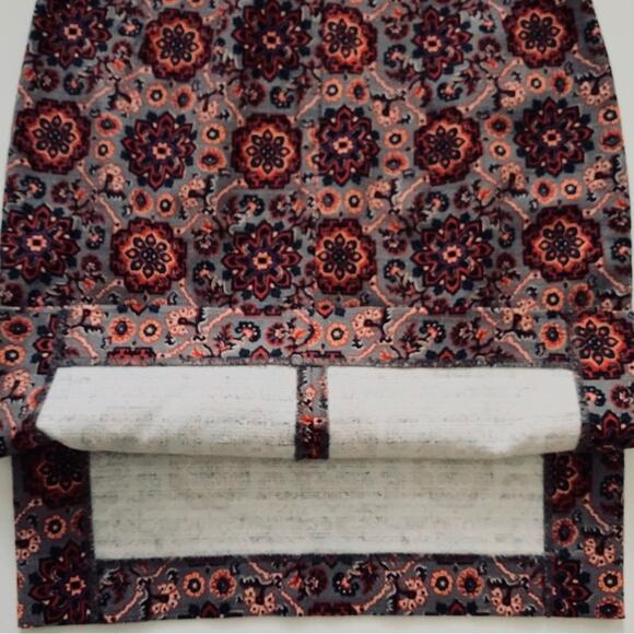 Loft Outlet Skirt Rust Black Floral Medallion Tailored Pencil Skirt Size 0P NEW - Picture 6 of 9